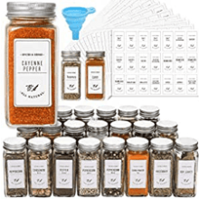 24 Pcs Glass Spice Jars with Spice Labels