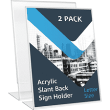 Acrylic Slant Back Sign Holder 2pack