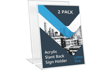 Acrylic Slant Back Sign Holder 2pack