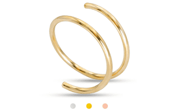 14k Gold Filled Double Hoop Nose Ring for Single Piercing - 20G