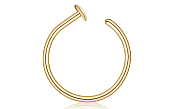 14k Gold Filled Small Thin Nose Ring Hoop for Women, Adjustable Nostril Piercing Jewelry