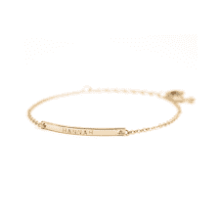 16K Gold Personalized Name Bar Bracelet - Delicate Hand Stamped Gift for Bridesmaid, Wedding, Graduation