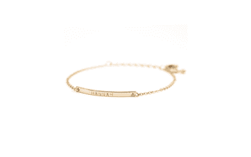 16K Gold Personalized Name Bar Bracelet - Delicate Hand Stamped Gift for Bridesmaid, Wedding, Graduation