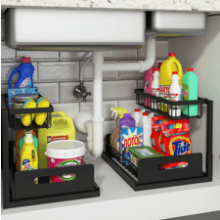 2 Pack Pull Out Cabinet Organizer Slide Out Sink Shelf