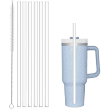 6 Pack Reusable Straw for Stanley 40 oz 30 oz Cup Tumbler - Clear Plastic with Cleaning Brush