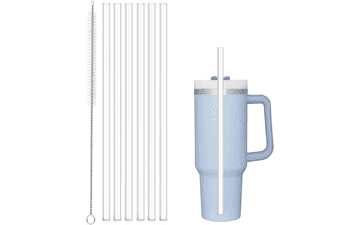 6 Pack Reusable Straw for Stanley 40 oz 30 oz Cup Tumbler - Clear Plastic with Cleaning Brush