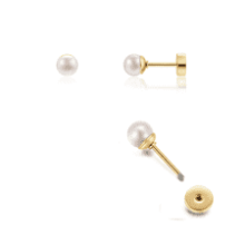 6mm Pearl Stud Earrings Flat Screw Back - Hypoallergenic 316L Surgical Steel Piercing Jewelry