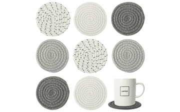 8 Pcs Absorbent Drink Coasters - Handmade BOHO Woven Coasters for Coffee Table - Heat-resistant Cotton Coasters for Cups - Housewarming Gift