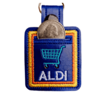 Aldi Quarter Holder Keychain - Handmade Embroidered - Holds One Quarter for Aldi Grocery Shopping Cart - Unisex Gift