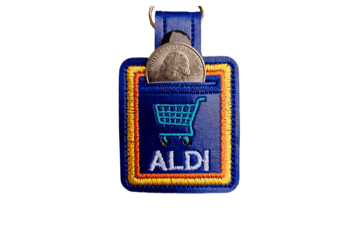 Aldi Quarter Holder Keychain - Handmade Embroidered - Holds One Quarter for Aldi Grocery Shopping Cart - Unisex Gift