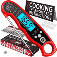 Alpha Grillers Instant Read Meat Thermometer - Waterproof Ultra Fast with Backlight & Calibration - Digital Food Probe for Kitchen, Grilling, BBQ