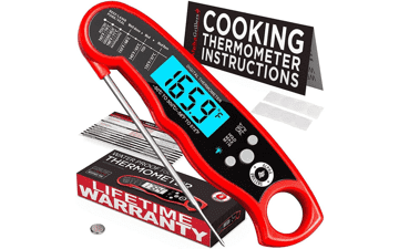 Alpha Grillers Instant Read Meat Thermometer - Waterproof Ultra Fast with Backlight & Calibration - Digital Food Probe for Kitchen, Grilling, BBQ