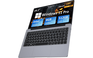 Auusda Laptop Computer - 8GB DDR4, 512GB M.2 SATA SSD, Intel Celeron J4105, 14.1" 1920x1080 IPS LCD, Windows 11 Pro