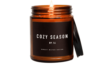 Cozy Season Candle | Woods, Warm Spice, and Citrus Autumn Scented Soy Candles for Home | 9oz Amber Jar, 40 Hour Burn Time