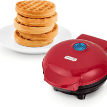 DASH Mini Maker - Individual Waffles, Hash Browns, Keto Chaffles - Easy to Clean, Non-Stick Surfaces - 4 Inch - Red