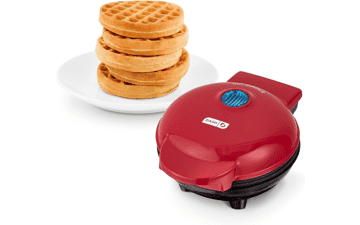 DASH Mini Maker - Individual Waffles, Hash Browns, Keto Chaffles - Easy to Clean, Non-Stick Surfaces - 4 Inch - Red