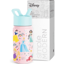 Disney Princesses Kids Water Bottle with Straw Lid | Insulated Stainless Steel Cup for Girls | Summit Collection | 14oz, Princess Rainbows