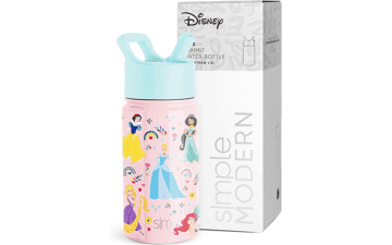 Disney Princesses Kids Water Bottle with Straw Lid | Insulated Stainless Steel Cup for Girls | Summit Collection | 14oz, Princess Rainbows