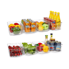 HOOJO Refrigerator Organizer Bins - 8pcs Clear Plastic Bins For Fridge, Freezer, Kitchen Cabinet, Pantry Organization