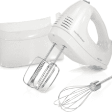 Hamilton Beach 6-Speed Hand Mixer with Whisk, Beaters, Storage Case - White