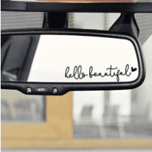 Hello Beautiful Rearview Mirror Decal - Vanity Mirror Stickers - Car Accessories Gifts - Self Affirmations Decal