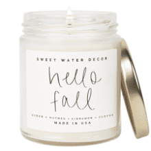 Hello Fall Candle | Cinnamon, Apples, and Clove Autumn Scented Soy Candles for Home | 9oz Clear Jar, 40 Hour Burn Time