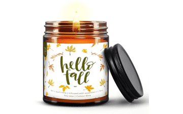 Hello Fall Pumpkin Scent Candle - Fall Decor Indoor - Autumn Candles - Fall Scented Candles for Halloween Thanksgiving - Home Spice Candle Pumpkin Soy Candles