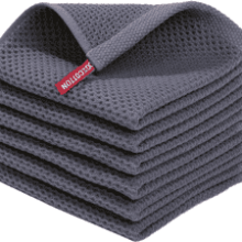 Homaxy Cotton Waffle Weave Kitchen Dish Cloths, Soft Absorbent Quick Drying Towels, 6-Pack, Dark Grey