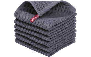 Homaxy Cotton Waffle Weave Kitchen Dish Cloths, Soft Absorbent Quick Drying Towels, 6-Pack, Dark Grey