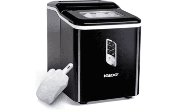 Igloo Automatic Ice Maker - Self-Cleaning - Countertop Size - 26 Pounds in 24 Hours - 9 Large or Small Ice Cubes in 7 Minutes - LED Control Panel - Scoop Included - Black