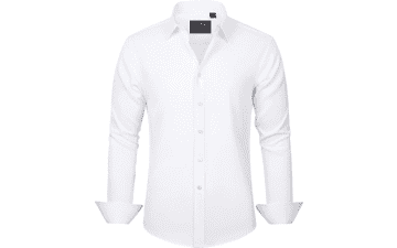 J.VER Men's Solid Long Sleeve Stretch Wrinkle-Free Dress Shirt