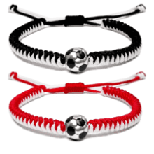 MANYC Soccer Bracelets - Stylish Accessories for Soccer Fans, Team Spirit Gifts for Boys, Girls 8-12, Game Decor (Black and Red 2PCS)