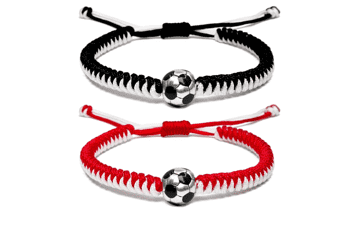 MANYC Soccer Bracelets - Stylish Accessories for Soccer Fans, Team Spirit Gifts for Boys, Girls 8-12, Game Decor (Black and Red 2PCS)