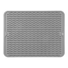 MicoYang Silicone Dish Drying Mat - Easy Clean, Eco-friendly, Heat-resistant - Kitchen Counter or Sink, Refrigerator or Drawer Liner - Grey - 16 inches x 12 inches