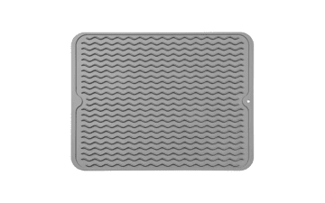 MicoYang Silicone Dish Drying Mat - Easy Clean, Eco-friendly, Heat-resistant - Kitchen Counter or Sink, Refrigerator or Drawer Liner - Grey - 16 inches x 12 inches