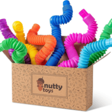 Nutty Toys 8pk Pop Tubes Sensory Toys - Fine Motor Skills Learning Toy for Kids with ADHD Autism - Best Toddler Travel Toy - Unique Christmas Stocking Stuffers