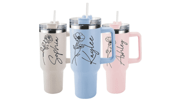 Personalized 40 Oz Tumbler with Handle and Straw - Insulated Stainless Steel Travel Coffee Mug - Birthday Gift for Women Men