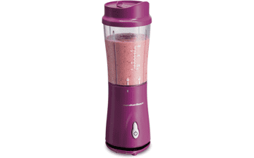 Portable Blender for Shakes and Smoothies with 14 Oz BPA Free Travel Cup and Lid, Stainless Steel Blades for Powerful Blending - Raspberry