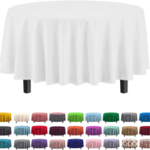 Premium Plastic Tablecloth - 12-Pack, 84in. Round, White