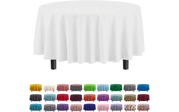 Premium Plastic Tablecloth - 12-Pack, 84in. Round, White