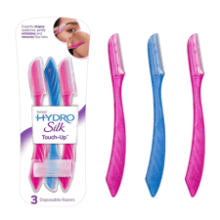 Schick Hydro Silk Touch-Up Exfoliating Dermaplaning Tool - Face & Eyebrow Razor with Precision Cover - 3 Count