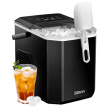 Silonn Portable Ice Maker with Carry Handle, Self-Cleaning, 9 Cubes in 6 Mins, 26 lbs per Day