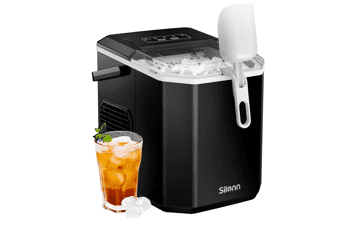 Silonn Portable Ice Maker with Carry Handle, Self-Cleaning, 9 Cubes in 6 Mins, 26 lbs per Day