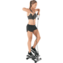 Sunny Health & Fitness Mini Stepper with Resistance Bands and Digital Monitor