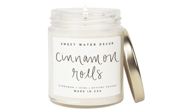 Sweet Water Decor Cinnamon Roll Candle | Fall Scented Candles for Home | 9oz Clear Jar, 40 Hour Burn Time | Non-Toxic | Made in the USA