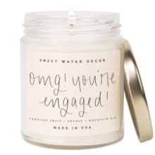 Sweet Water Decor OMG You're Engaged Tropical Fruits Sugared Citrus Mountain Green Scented Soy Wax Candle for Home Engagement Gift 9oz Clear Jar 40 Hour Burn Time Made in the USA