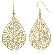 Teardrop Earrings, 14K Gold Plated Dangle Earrings, Handmade Filigree Earrings for Women