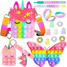 Unicorn Rainbow Pop Purse Pack Toy - Small Mini Little Keychain for Toddler Kids Girl - Birthday Gifts, Christmas Stocking Stuffers