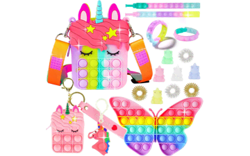 Unicorn Rainbow Pop Purse Pack Toy - Small Mini Little Keychain for Toddler Kids Girl - Birthday Gifts, Christmas Stocking Stuffers