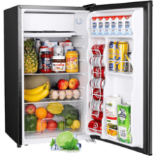 Upstreman 3.2 Cu.Ft Mini Fridge with Freezer, Single Door, Adjustable Thermostat - Black